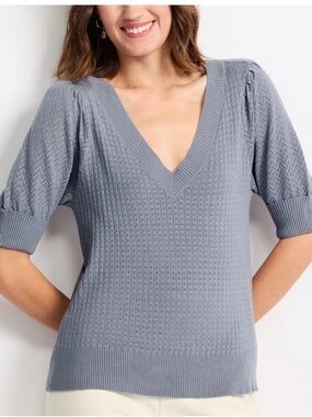 Bollo Pointelle Short Sleeve Sweater